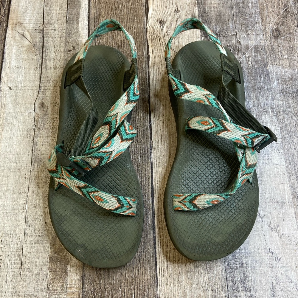 Stylish Green Sandals for Women Chacos Size 11 Aztec Tribal